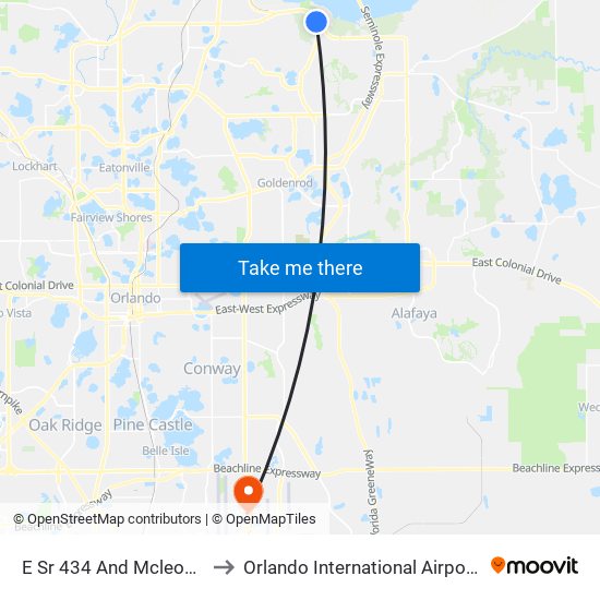 E Sr 434 And Mcleods Way to Orlando International Airport - MCO map