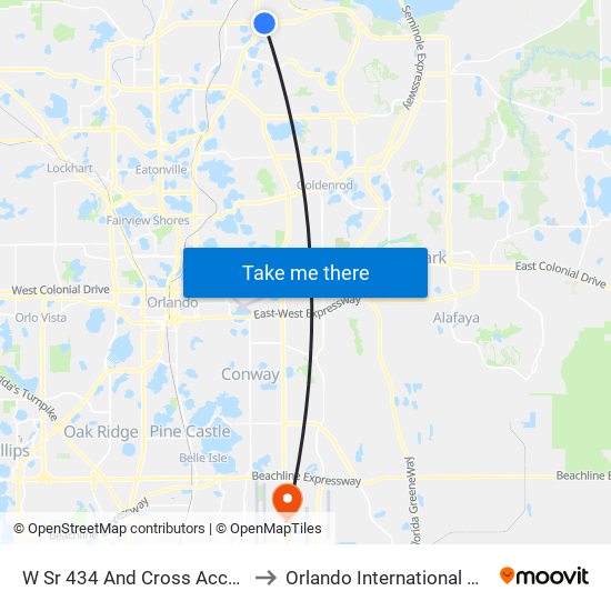 W Sr 434 And Cross Access Easement to Orlando International Airport - MCO map