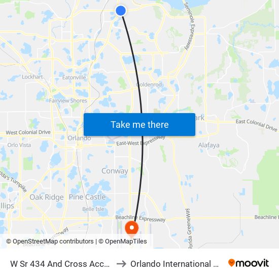 W Sr 434 And Cross Access Easement to Orlando International Airport - MCO map