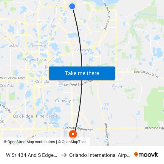 W Sr 434 And S Edgemon Ave to Orlando International Airport - MCO map