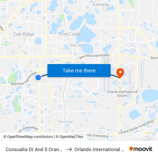 Consualte Dr And S Orange Blossom Trl to Orlando International Airport - MCO map