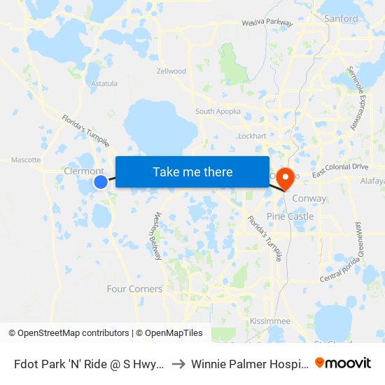 Fdot Park 'N' Ride @ S Hwy 27 to Winnie Palmer Hospital map