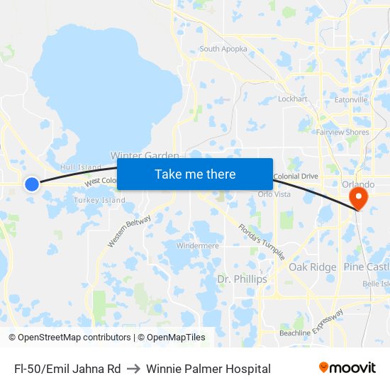 Fl-50/Emil Jahna Rd to Winnie Palmer Hospital map