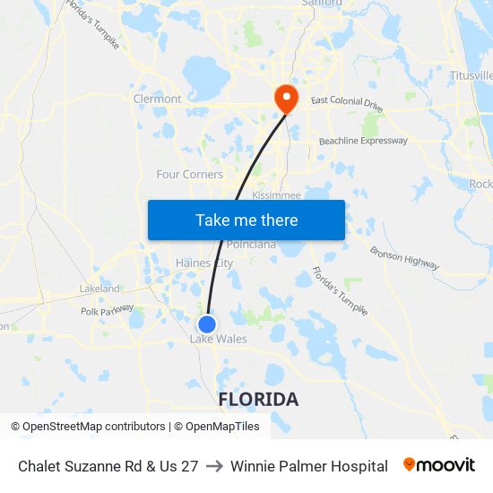 Chalet Suzanne Rd & Us 27 to Winnie Palmer Hospital map