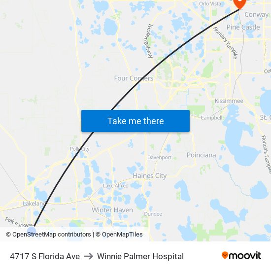 4717 S Florida Ave to Winnie Palmer Hospital map