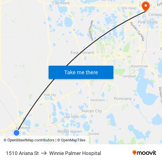 1510 Ariana St to Winnie Palmer Hospital map