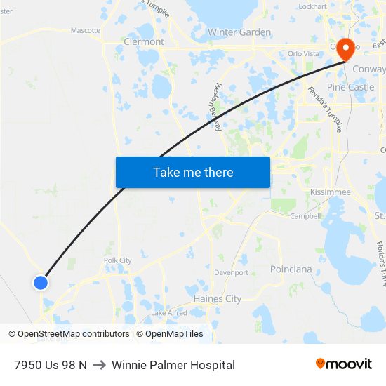 7950 Us 98 N to Winnie Palmer Hospital map