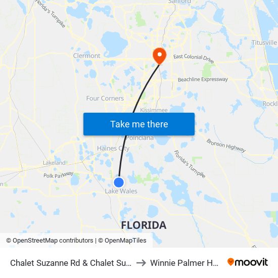 Chalet Suzanne Rd & Chalet Suzanne Dr to Winnie Palmer Hospital map