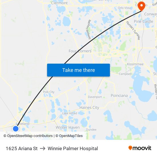 1625 Ariana St to Winnie Palmer Hospital map