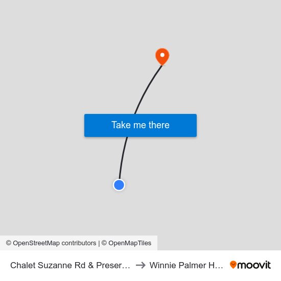 Chalet Suzanne Rd & Preserve Pkwy to Winnie Palmer Hospital map