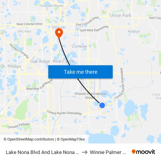 Lake Nona Blvd And Lake Nona Gateway Rd to Winnie Palmer Hospital map