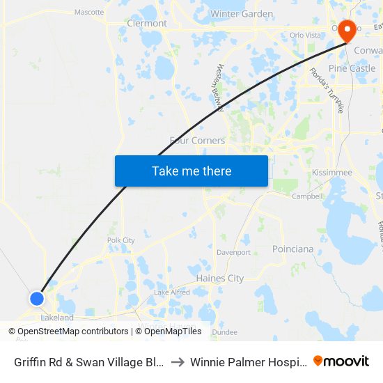 Griffin Rd & Swan Village Blvd. to Winnie Palmer Hospital map