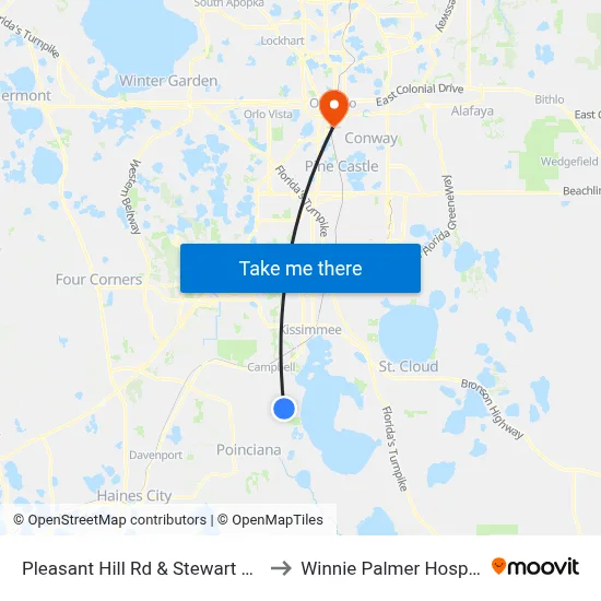 Pleasant Hill Rd & Stewart Blvd to Winnie Palmer Hospital map
