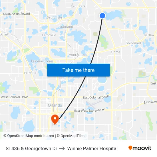 Sr 436 & Georgetown Dr to Winnie Palmer Hospital map