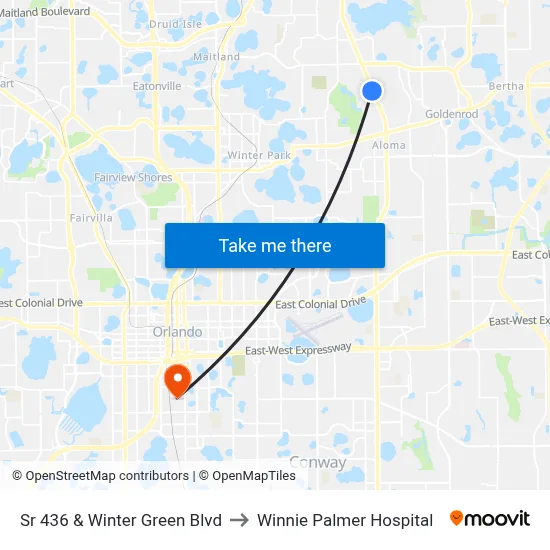 Sr 436 & Winter Green Blvd to Winnie Palmer Hospital map