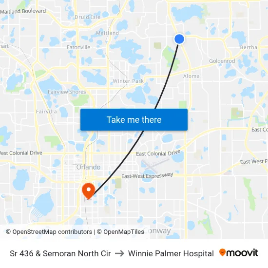 Sr 436 & Semoran North Cir to Winnie Palmer Hospital map