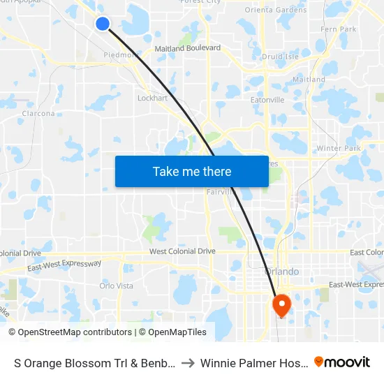 S Orange Blossom Trl & Benbow Ct to Winnie Palmer Hospital map