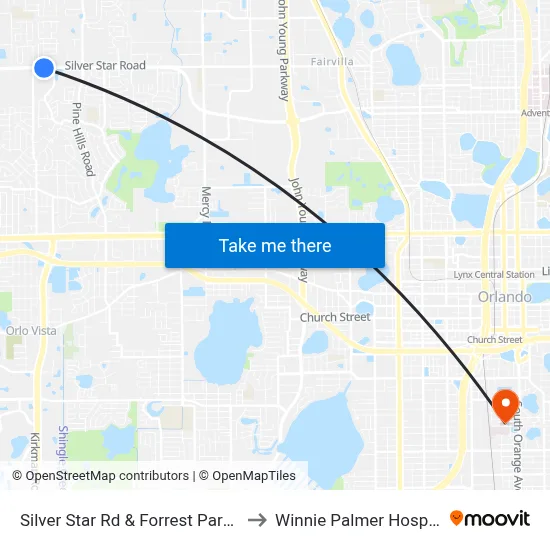 Silver Star Rd & Forrest Park Dr to Winnie Palmer Hospital map