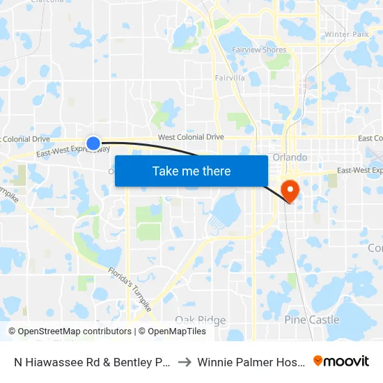 N Hiawassee Rd & Bentley Pl Way to Winnie Palmer Hospital map