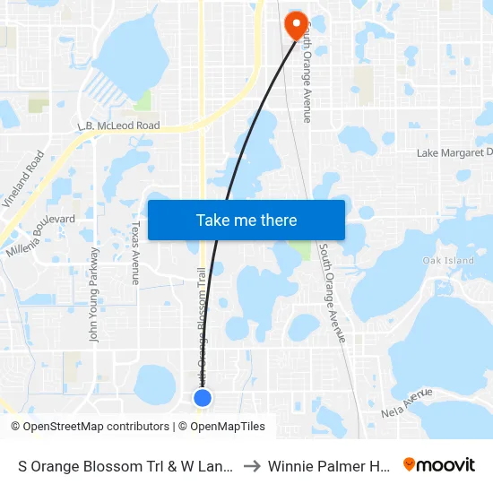 S Orange Blossom Trl & W Lancaster Rd to Winnie Palmer Hospital map