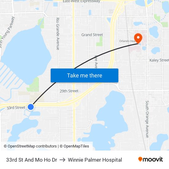 33rd St And Mo Ho Dr to Winnie Palmer Hospital map