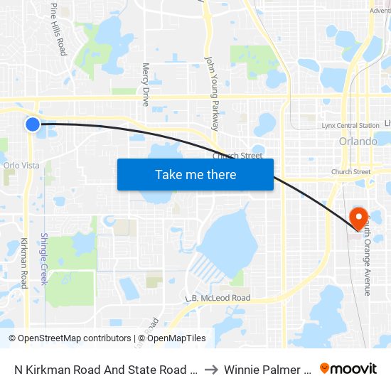 N Kirkman Road And State Road 408 on Ramp E to Winnie Palmer Hospital map