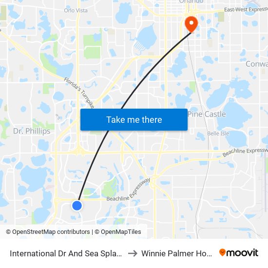 International Dr And Sea Splash Way to Winnie Palmer Hospital map