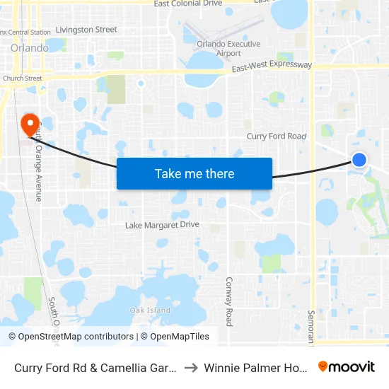 Curry Ford Rd & Camellia Garden Dr to Winnie Palmer Hospital map