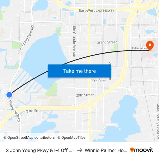 S John Young Pkwy & I-4 Off Ramp W to Winnie Palmer Hospital map