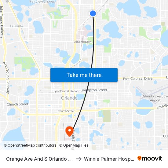 Orange Ave And S Orlando Ave to Winnie Palmer Hospital map