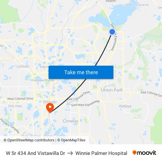 W Sr 434 And Vistawilla Dr to Winnie Palmer Hospital map