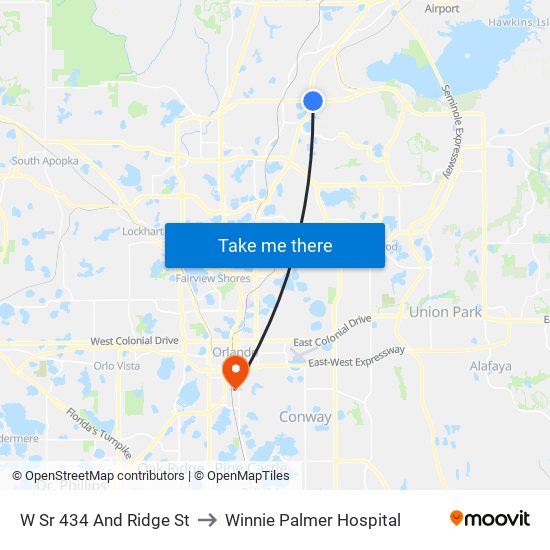 W Sr 434 And Ridge St to Winnie Palmer Hospital map