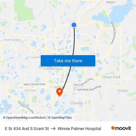 E Sr 434 And S Grant St to Winnie Palmer Hospital map