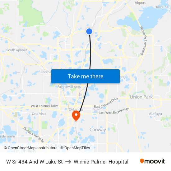 W Sr 434 And W Lake St to Winnie Palmer Hospital map