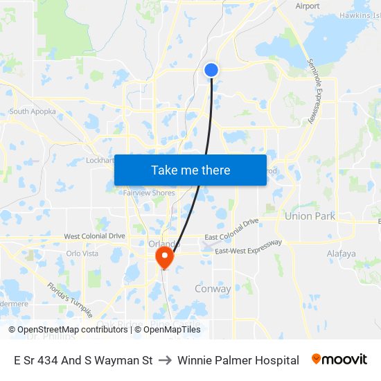 E Sr 434 And S Wayman St to Winnie Palmer Hospital map