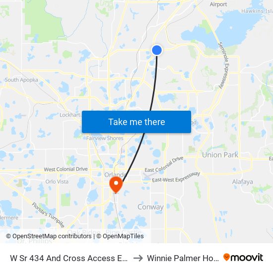 W Sr 434 And Cross Access Easement to Winnie Palmer Hospital map