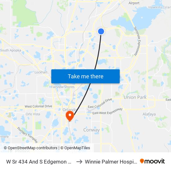 W Sr 434 And S Edgemon Ave to Winnie Palmer Hospital map