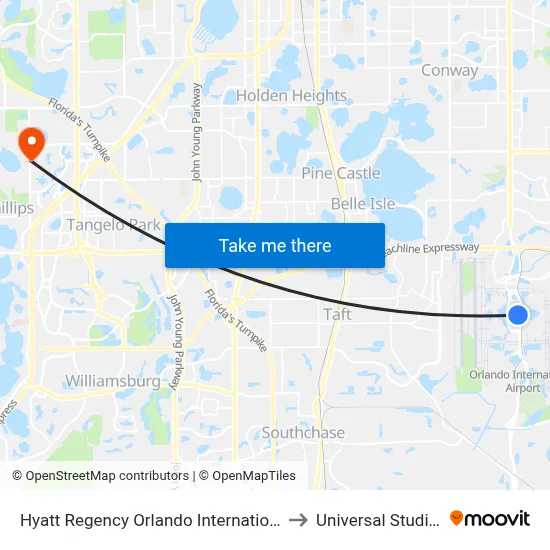 Hyatt Regency Orlando International-Parking Lot to Universal Studios Store map