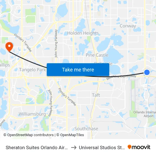 Sheraton Suites Orlando Airport to Universal Studios Store map
