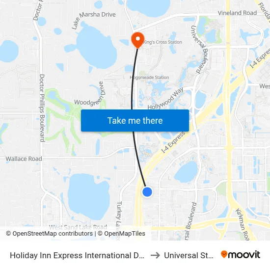 Holiday Inn Express International Drive an IHG Hotel Orlando to Universal Studios Store map