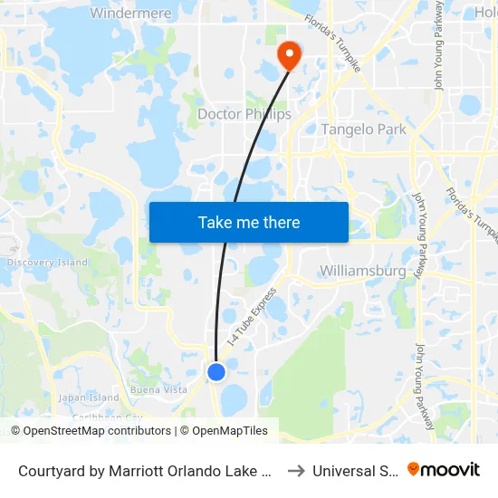 Courtyard by Marriott Orlando Lake Buena Vista in the Marriott Village to Universal Studios Store map