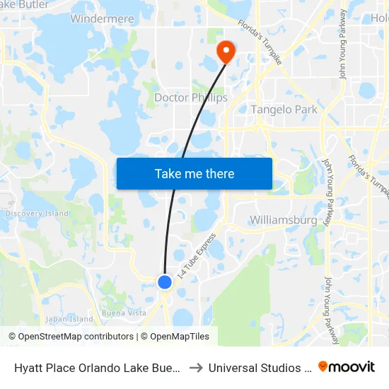 Hyatt Place Orlando Lake Buena Vista to Universal Studios Store map