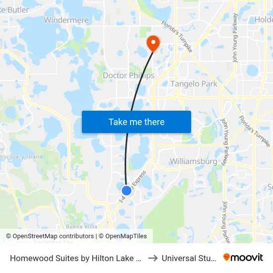 Homewood Suites by Hilton Lake Buena Vista Orlando to Universal Studios Store map