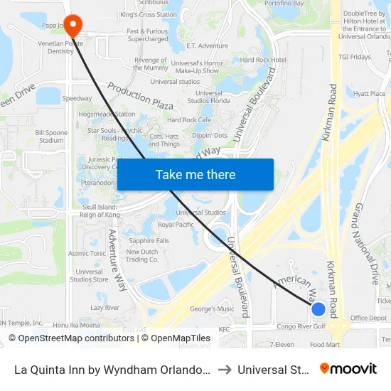 La Quinta Inn by Wyndham Orlando International Drive North to Universal Studios Store map