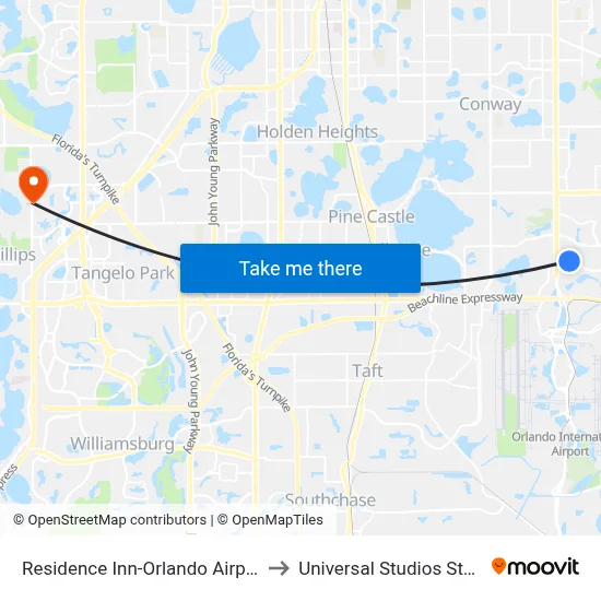 Residence Inn-Orlando Airport to Universal Studios Store map