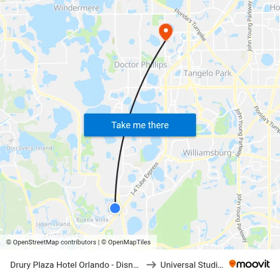 Drury Plaza Hotel Orlando - Disney Springs Area to Universal Studios Store map