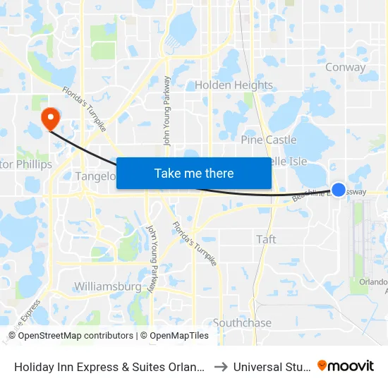 Holiday Inn Express & Suites Orlando International Airport to Universal Studios Store map