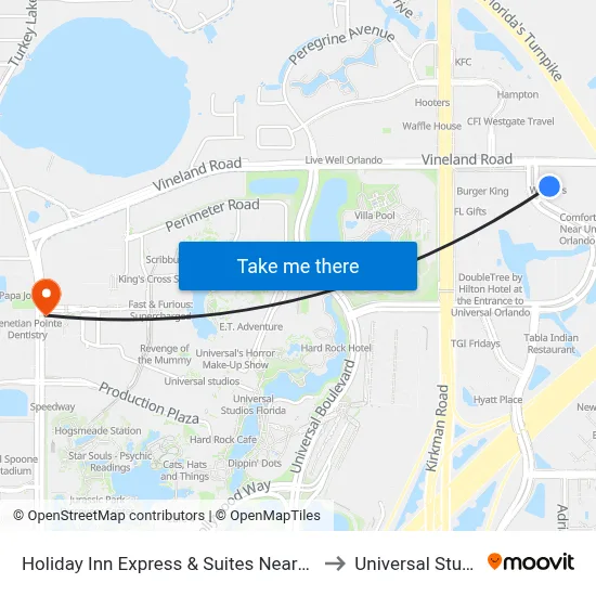 Holiday Inn Express & Suites Nearest Universal Orlando to Universal Studios Store map