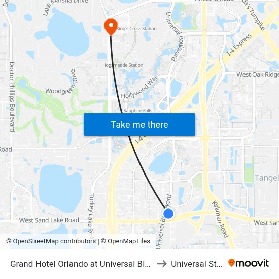 Grand Hotel Orlando at Universal Blvd - Shuttle to Theme Parks to Universal Studios Store map