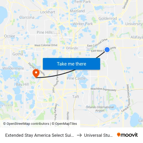 Extended Stay America Select Suites - Orlando - East to Universal Studios Store map